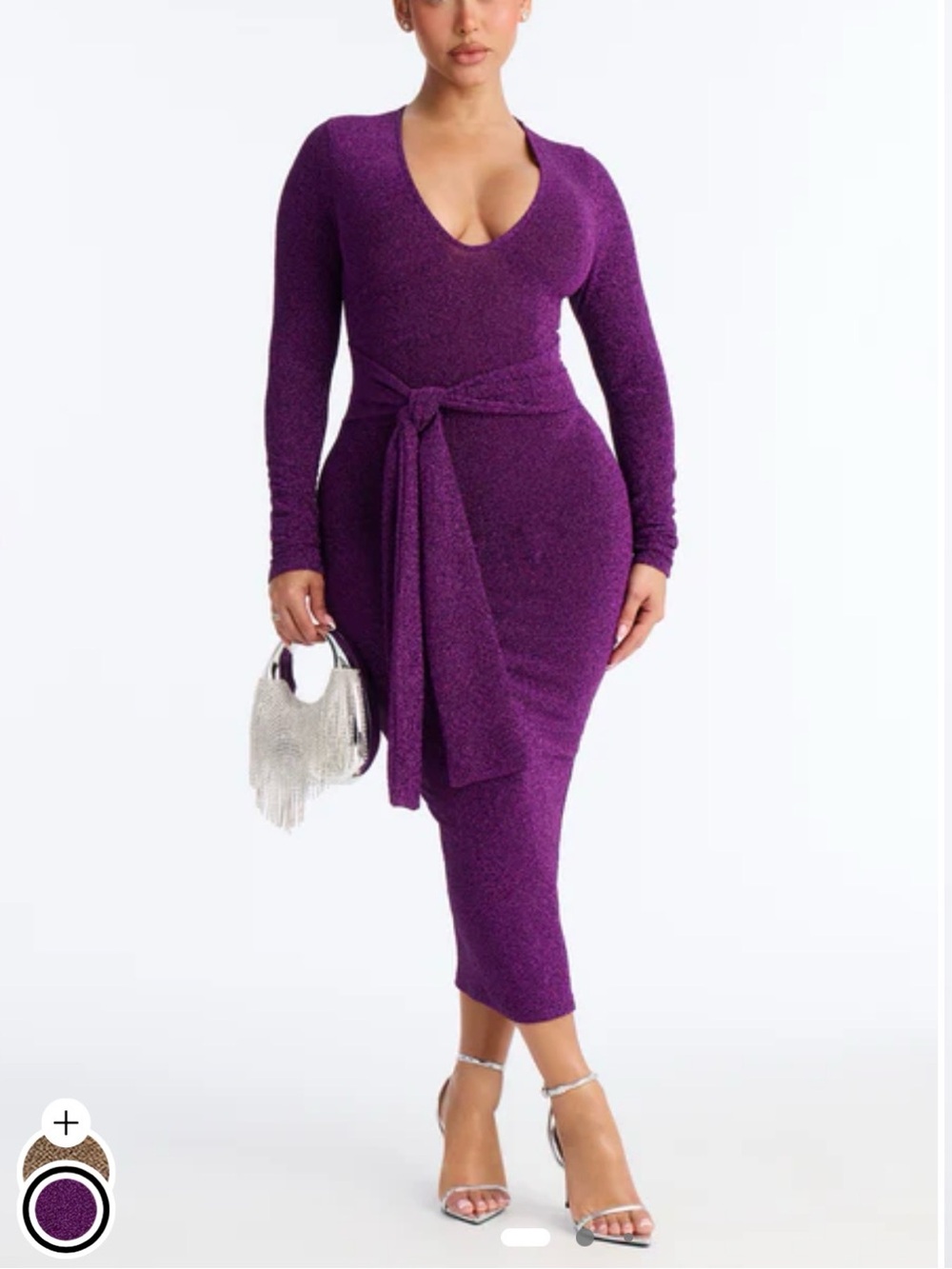 Oaklyn Long Sleeve Metallic Midi Dress